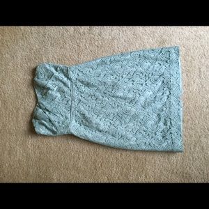 Seafoam green lace strapless dress